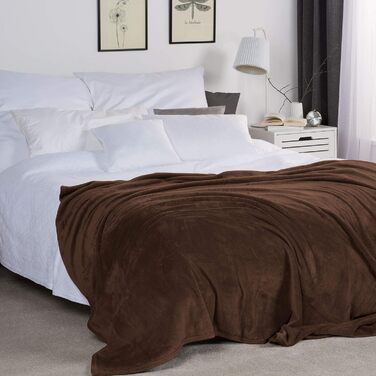 М'яка ковдра Beautissu Aurelia: плюшева, 220 x 240 см, темно-коричнева