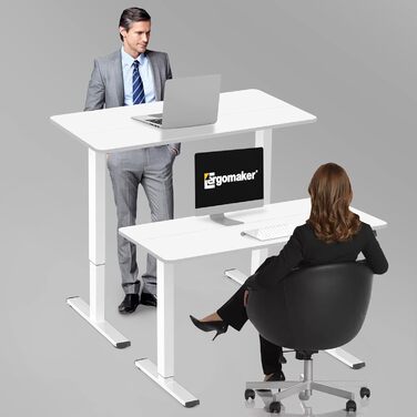 ERGOMAKER електричний стіл з регулюванням висоти 110x60 см, білий каркас і стільниця, офісний письмовий стіл для дому та роботи