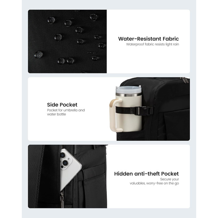 Рюкзак для подорожей LOVEVOOK, 17.3 дюйми, для ноутбука, чоловічий/жіночий, чорний