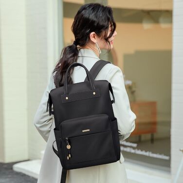 GOLF QUALITY Women's Backpack, Elegant Shoulder Bag Large Casual Daypack Small Women's Laptop 15.6 inch Daypack with Laptop Compartment Modern Work Backpack Tote Bag for Women Apricot (Black)
