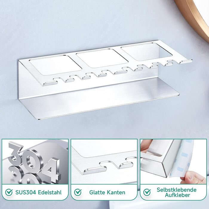 Настінний тримач для зубних щіток, електричний - без свердління, для зубних щіток та насадок, органайзер для пасти, сріблястий (великий)