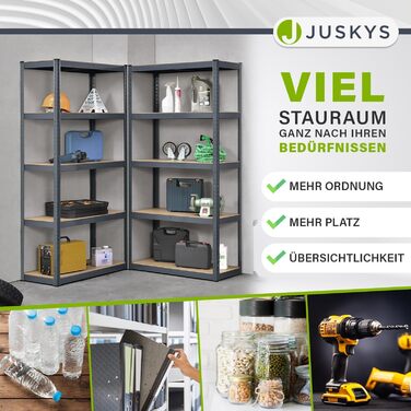 Металеві стелажі Juskys Basic 2 шт. 180x90x40 см - 1750 кг - 10 ярусів - сірий