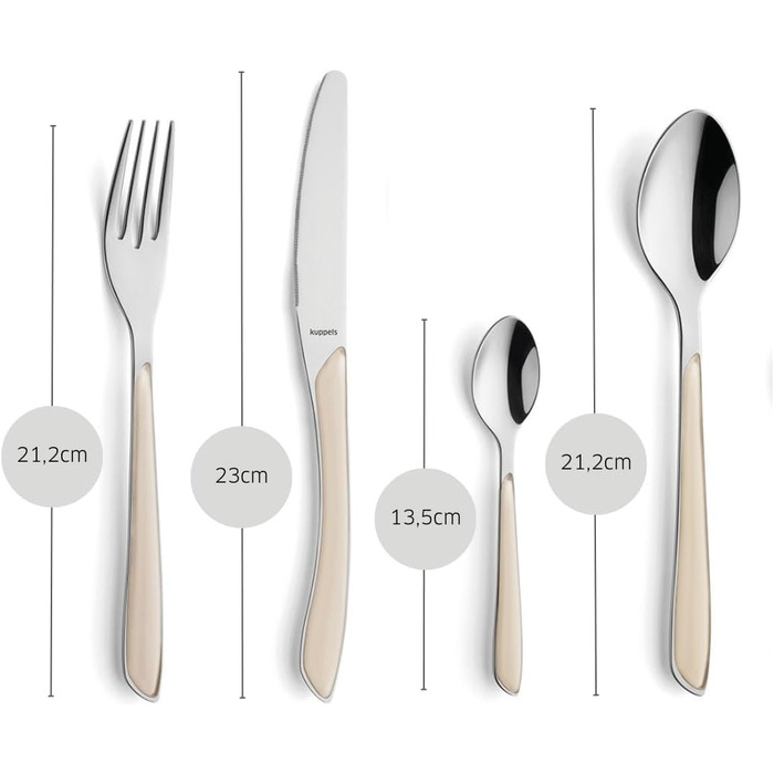 Набір столових приборів Kuppels Prisma для 6 осіб з нержавіючої сталі, рожеві ручки | 24 шт. | Нержавіючий | Столовий набір | Kuppels