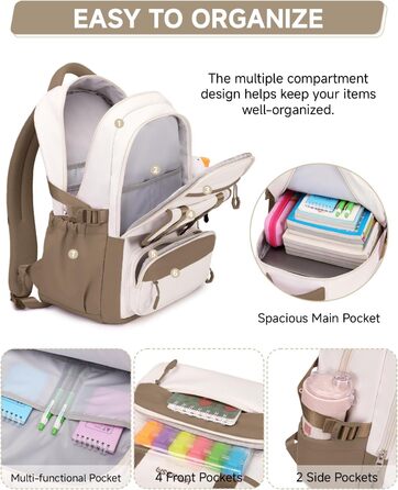 Шкільний рюкзак для дівчинки 2 в 1, для 3-7 класів, підлітковий, з сумкою через плече, 45 см, коричневий