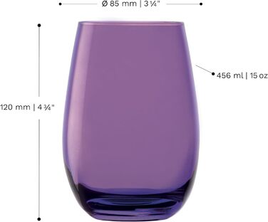 Stölzle Lausitz ELEMENTS Glasses 465 ml Purple I Drinking Glasses 6-Piece Set I Glass Set Dishwasher-Safe I High Impact Resistance I Universal Glasses as Water Glasses, Juice Glasses, Whiskey Glasses