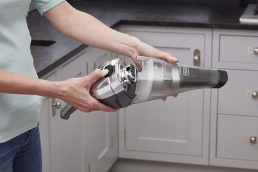 Акумуляторний пилосос ручний BLACK+DECKER Dustbuster NVC220WBC 7.2V (1.5Ah), сірий металік, 385 мл, без мішка, з насадкою для щілин та док-станцією