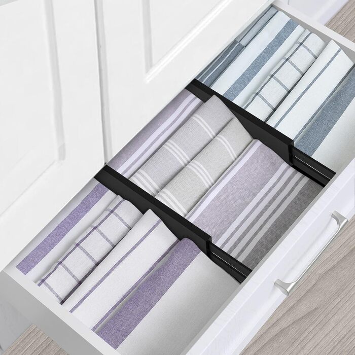 Utoplike Bamboo Adjustable Drawer Divider (4-pack), Large Drawer Organizer with Spring-loaded for Clothing, Silverware, Utensils in Kitchen, Bathroom, Bedroom, Baby Drawer, Black