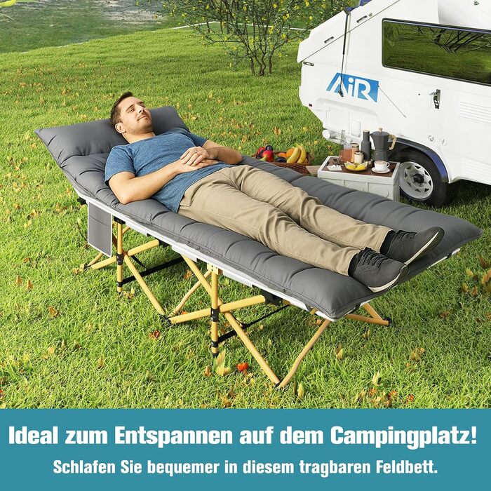 Розкладне ліжко для кемпінгу Newfulam XXL/XL з матрацом, до 400 кг, для дому та відпочинку на природі