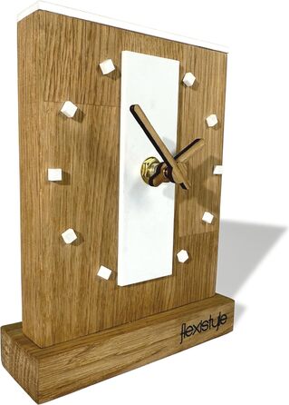 FLEXISTYLE Modern Stand Clock Small Made of Oak Wood Living Room Bathroom, Black/Oak, Black (Style 10)