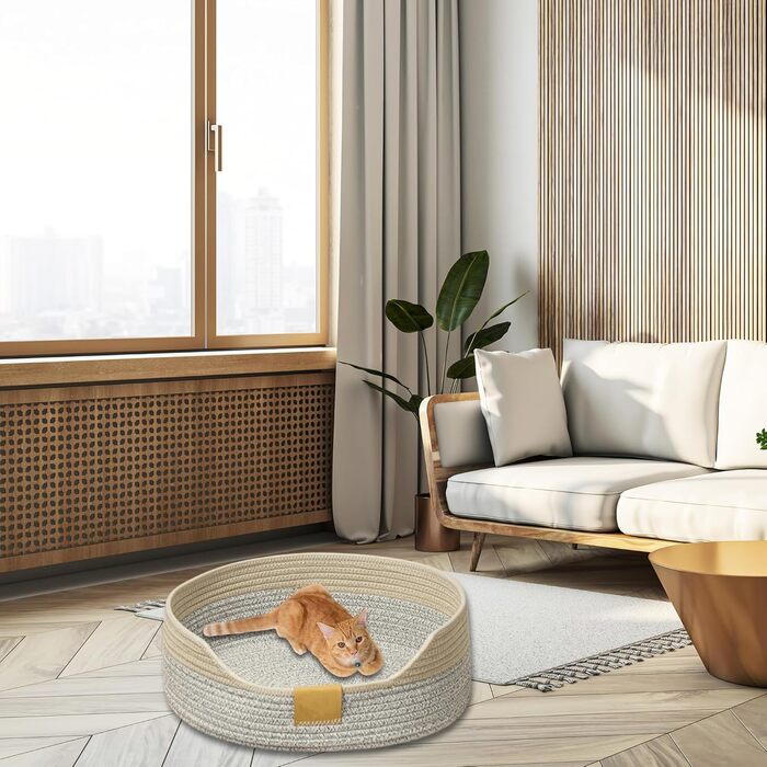 Тканинне ліжко для котів, 40 см, складаний кошик-гніздо, дихаюче ліжко для тварин, стійке до подряпин, універсальне ліжечко для кошенят (S, сірий хакі)