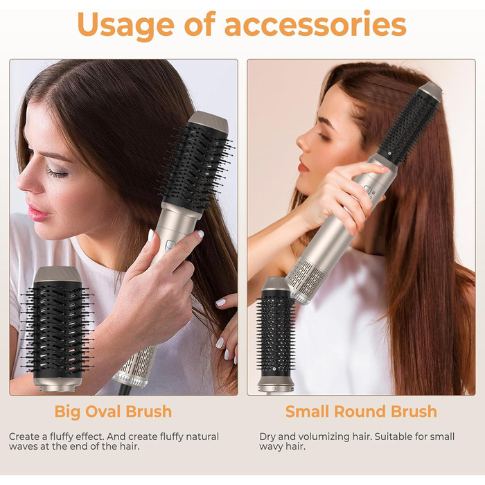 Фен-щітка 5-в-1 Airstyler Pro 1000W з іонізацією, 60000 обертів, для створення локонів та об'єму, сріблястий
