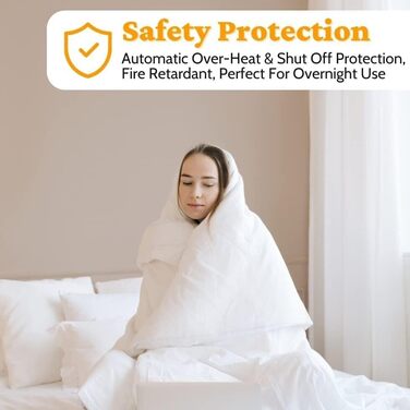Електрична ковдра Marco Paul з підігрівом, тепла флісова ковдра, терапія тепла, полегшення болю в спині, обігрівальна ковдра для дивану (сірий фліс) (біла підкладка 135 см)