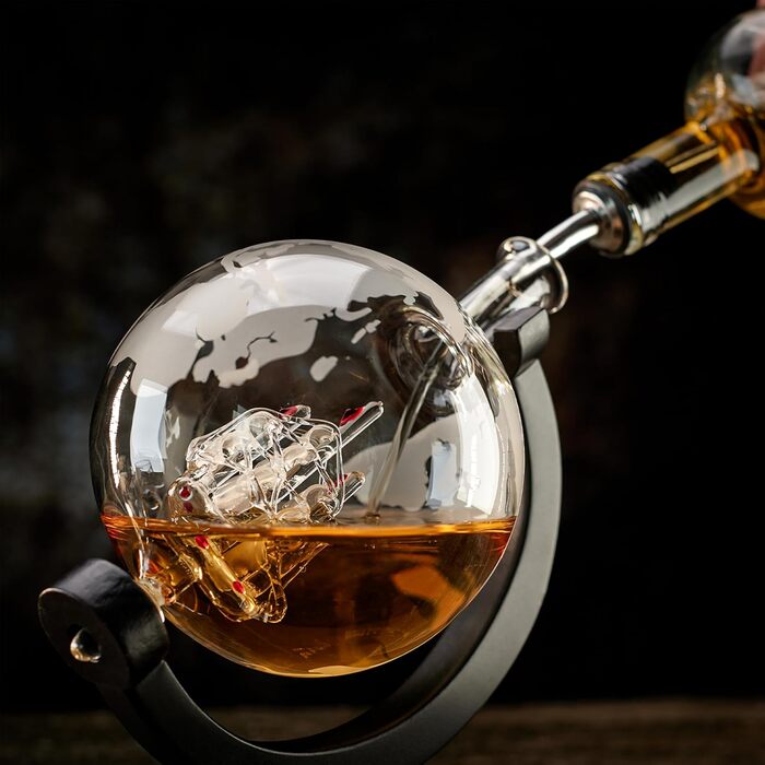 WHISISKEY Whiskey Carafe Set - Whiskey Gift Set - Gifts for Men - Men's Gifts Gift - Birthday Gift for Men - Globe Decanter 900ML, Gift Box, 2 Whiskey Glasses, 4 Whiskey Stones