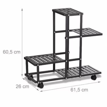 Relaxdays Black Flower Stand with Wheels