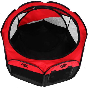 Летворезист для цуценят, кроликів, курчат: портативний, складаний, з сіткою та блискавкою. Підходить для використання в приміщенні та на вулиці (червоний)