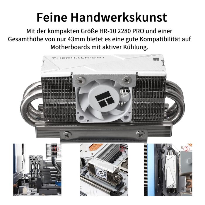 SSD накопичувач TR HR10 2280 PRO з радіатором охолодження, двосторонній, 4 теплові трубки, PWM вентилятор, термопаста для ПК та комп'ютера
