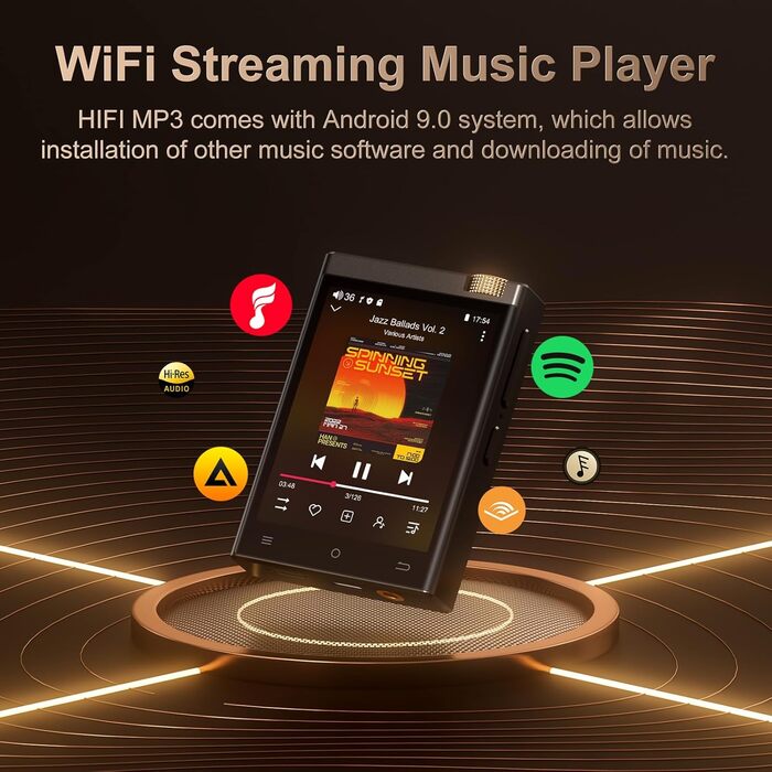 Портативний аудіоплеєр Oilsky з Bluetooth та WiFi, 80GB, Android 9.0, 2.8