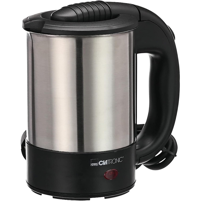 Електричний чайник Clatronic WKS 3692: 1,5 л, нержавіюча сталь, без BPA, для дому та подорожей (з чашкою)