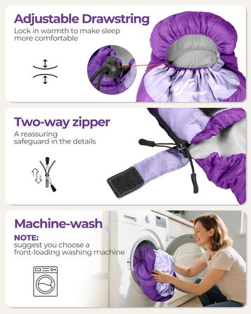 Сплячий мішок Sportneer для кемпінгу: 3-4 сезонний, легкий, компактний, для дорослих