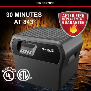 Сейф Master Lock вогнестійкий та водонепроникний з ключем, потрійний захист - від пожежі, води та авіаперевезень, 4.9L, 15.6 x 36.2 x 33 см, з ключем / 4.9L (комбінація / 18.5L)