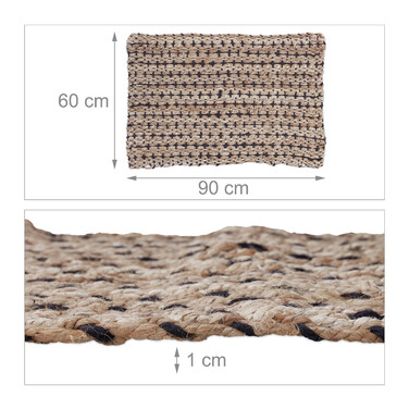 Relaxdays Jute Rug, 60x90 cm