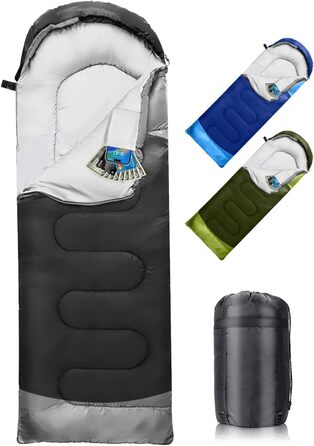 Спальний мішок 3-4 сезони, водонепроникний, ультралегкий, 220*75см (чорний) - для кемпінгу, подорожей, походів