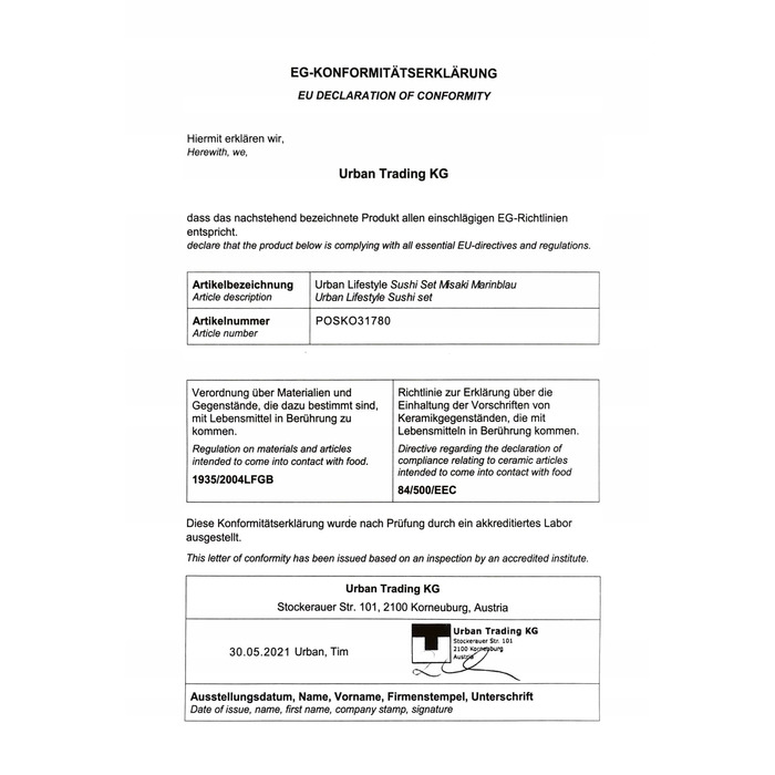 Набір для суші Misaki, сіро-блакитний: 2 тарілки, 2 піалки, 2 пари паличок