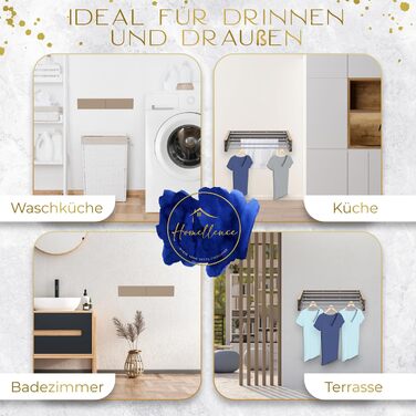 Настінна сушилка для білизни Homellence розтяжна, 3,50 м, білий (70 см, бежевий/капучино)