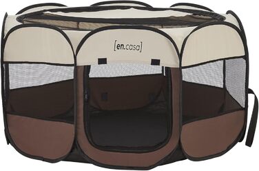 Клітка-забіг для собак Telford en.casa, 58x114x114 см, коричнево-кремовий, для внутрішнього та зовнішнього використання