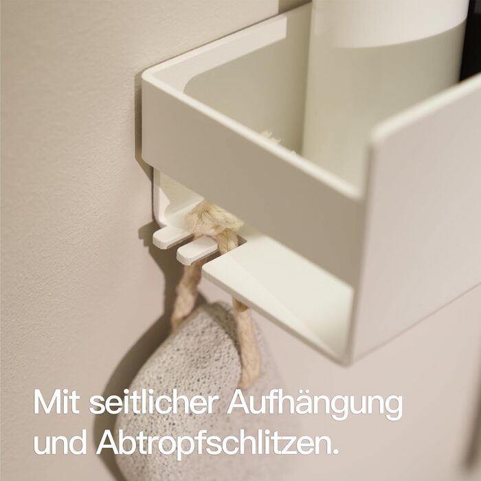 Designfabrik Hamburg Shower Shelf without Drilling | Bathroom Organizer | Shower Shelf without Drilling | Bathroom Shelf | Hanging Shelf | Wall Shelf | Adhesive Shower Basket | Shower Shelf White 42 cm