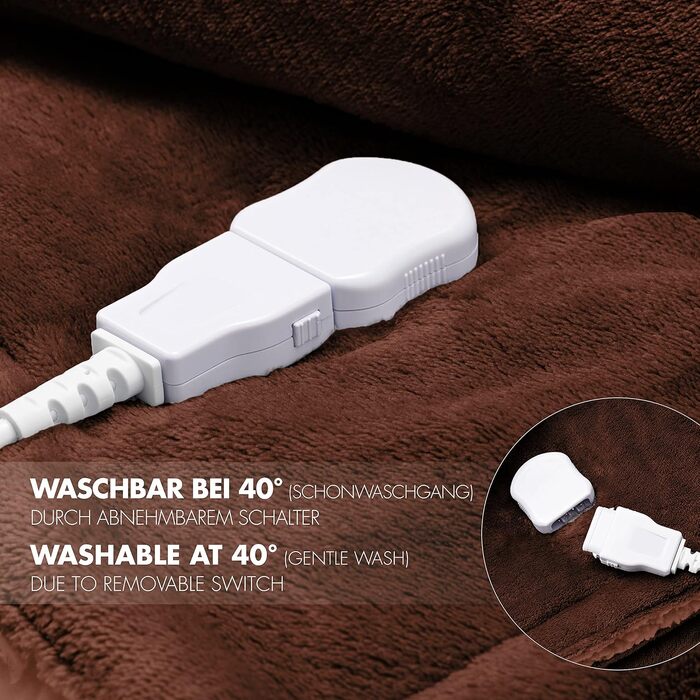 Електрична гріюча ковдра Promed з автовимкненням, 180x130 см, 10 температурних режимів, коричнева