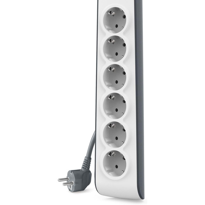 Захисна мережева стрічка Belkin 6-fach з USB, 6 розеток, 650 Дж, 2 м, для дому та офісу