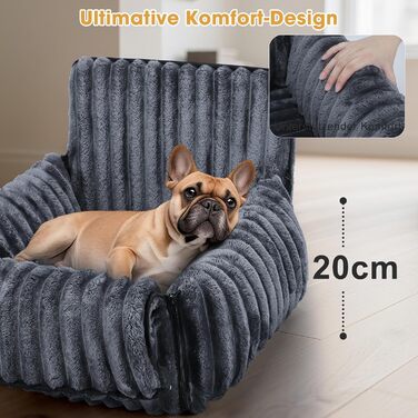 Mixjoy Dog Car Seat - Washable & Memory Foam - for Small to Medium Dogs - Rear & Front Seat - Grey