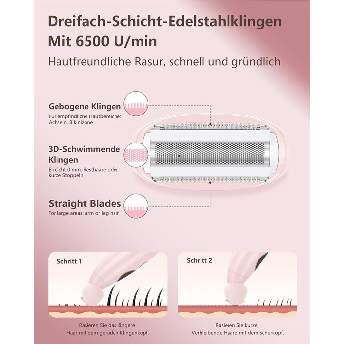 Електричний жіночий триммер 3-в-1 для тіла, обличчя, Bikinizone та ніг. Вологостійкий, USB-зарядка, білий (рожевий)