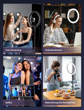 Ringlicht YOHOOLYO 12 дюймів зі штативом 163 см, 3 кольори світла, 10 рівнів яскравості для TikTok, YouTube, фото та відеозйомки