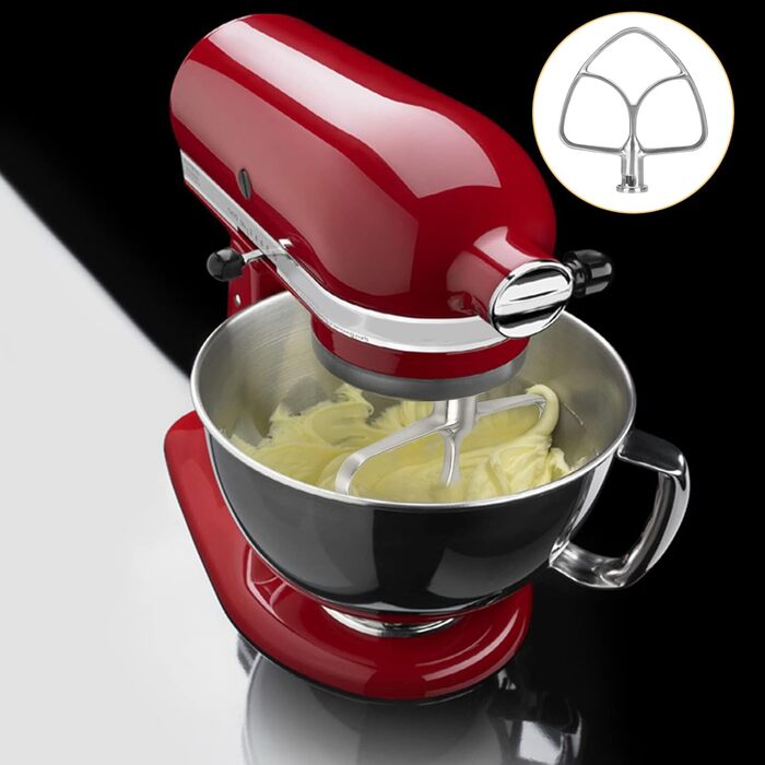 Плоска насадка-збивач з нержавіючої сталі для міксера KitchenAid 4.5-5 л з відкидною головкою і підйомною чашею, для тіста, випічки, макаронів, можна мити в посудомийній машині