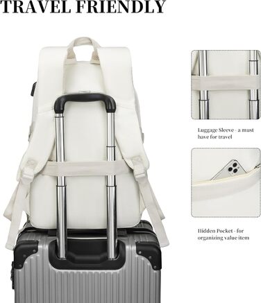 Шкільний рюкзак YAMTION для підлітків, 15.6 дюймів, для ноутбука, середньої школи, коледжу, стильний (Бежевий)