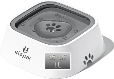 Напійник для собак ELS PET: 1л, витокозахисний, для подорожей, анти-розливання, сірий