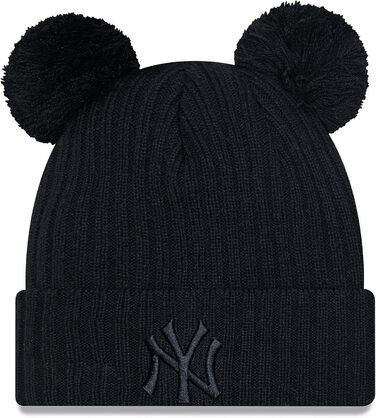 Шапка New Era New York Yankees Rose MLB Double Pom Cuff Knit - жіноча, чорна