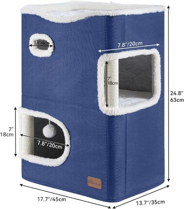 YITAHOME Cat House Indoor, Cat Bed for Indoor Cats, Cat Tunnel, Cat Cave, Small Scratching Post, Cat Furniture, Cat Bed Cave, cat caves, Cat Beds (Blue, Without Platform)
