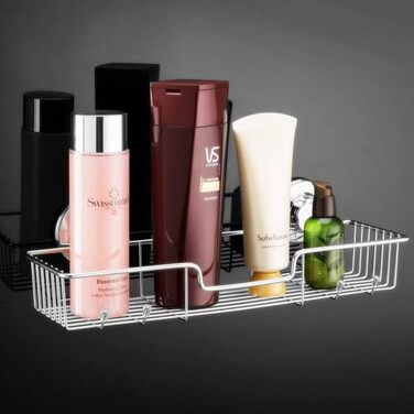 SANNO Strong Suction Cup Shower Shelf Bathroom Rack Storage Stainless Steel Soap Dish Holder, with Suction Cup, Sponge Holder for Shower, Bathroom