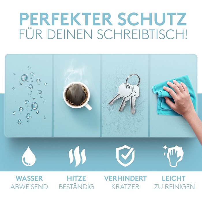 Підкладка для столу HAMZAM з PU шкіри, 90x40 см - преміум якість, з інтегрованим мишкою, для офісу та дому