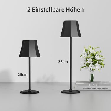 Бездротова LED-лампа Suright для столу з 3 кольоровими режимами + RGB, регульована яскравість, сенсорне управління, водонепроникність IP54, чорна