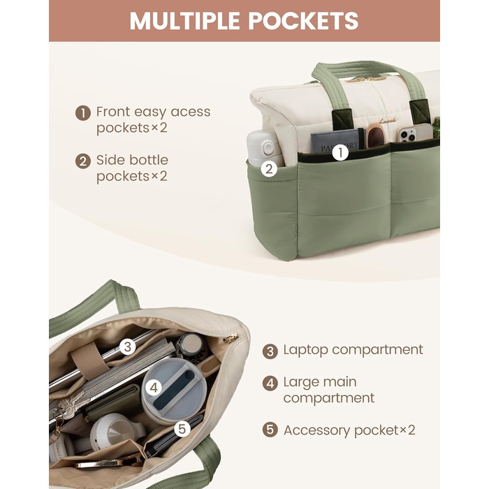 Сумка для ноутбука LOVEVOOK для жінок (бобово-бежева, 15.6 дюймів)