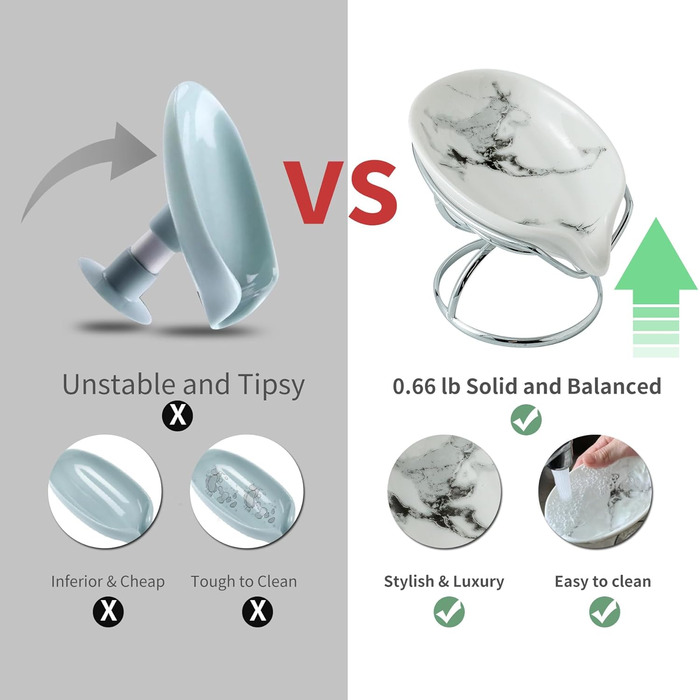 Керамічна миска для мила Dobbyby у формі листя з самозливним механізмом, сріблястого кольору, для ванної, душу, кухні.