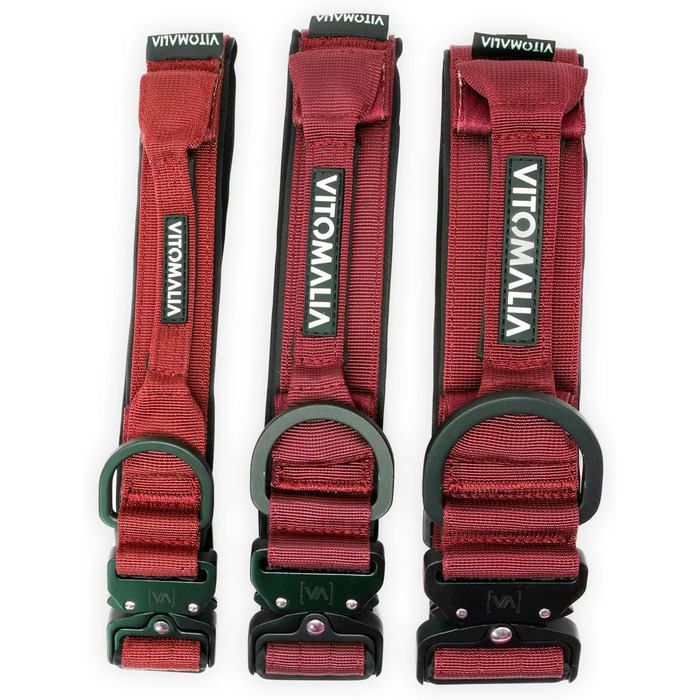 Тактичне нашийник для собак, 5 см: міцний нейлон, магнітна ручка, запобіжна застібка, для великих собак (5 см/L = 45-60 см, Бордовий)