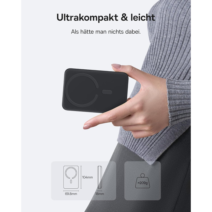 Power Bank Baseus Enerfill MagSafe 10000mAh 22.5W Чорний - Бездротова зарядка MagSafe для iPhone