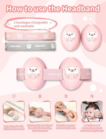 Навушники для дітей Baby Gehörschutz - 2-в-1, захист вух, зменшення шуму, регульоване наголов'я (Рожевий)