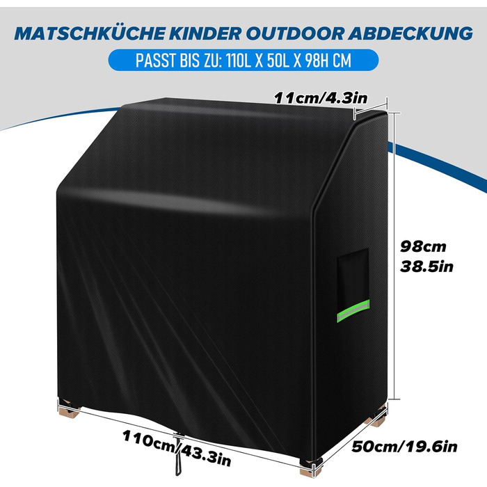 Чохол для дитячої кухні та гриля Maxawe 110x50x98 см, водонепроникний 420D Оксфорд, захист від пилу, ультрафіолету та погодних умов