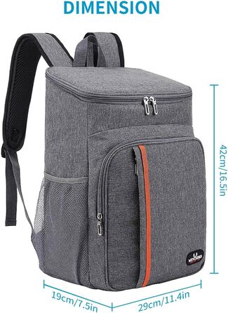 Терморюкзак 24L, ізольований, для пікніків, кемпінгу, пляжу, походів (сірий)